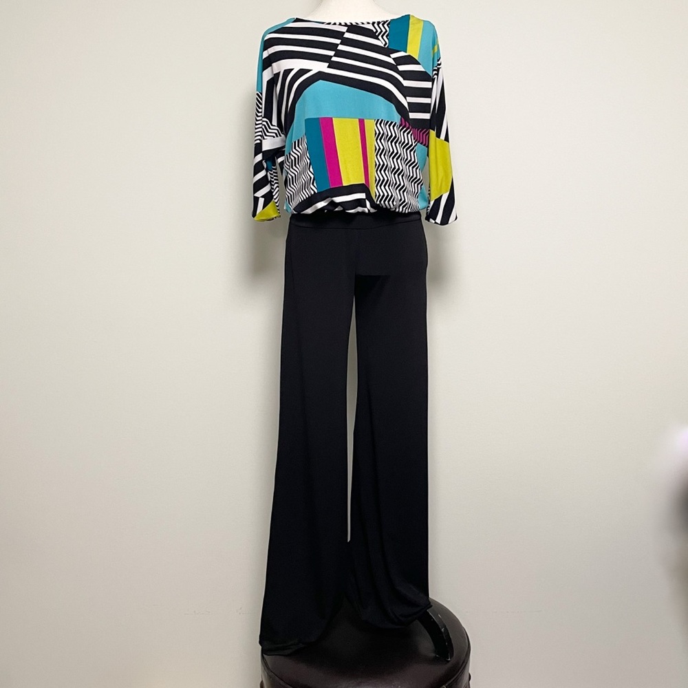 Julian Chang Jumpsuit 3/4 Cold Shoulder Dolman Geo